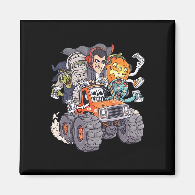 Íman Halloween Gamer Skeleton Zombie Monster Truck Boys (Frente)