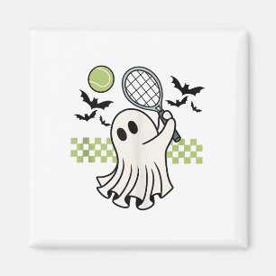 Íman Halloween Ghost Tênis Player Retro Spooky Season