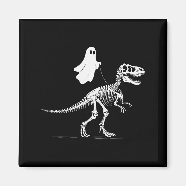 Íman Halloween Ghost Walking Dinosaur Skeleton T Rex Fu (Frente)