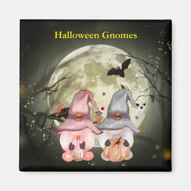Íman Halloween Gnomos Completa Família Lua (Frente)