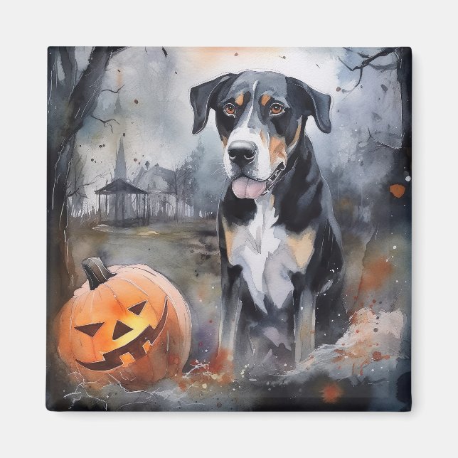 Íman Halloween Grande Suíço Com Pumpkins Assustado (Frente)