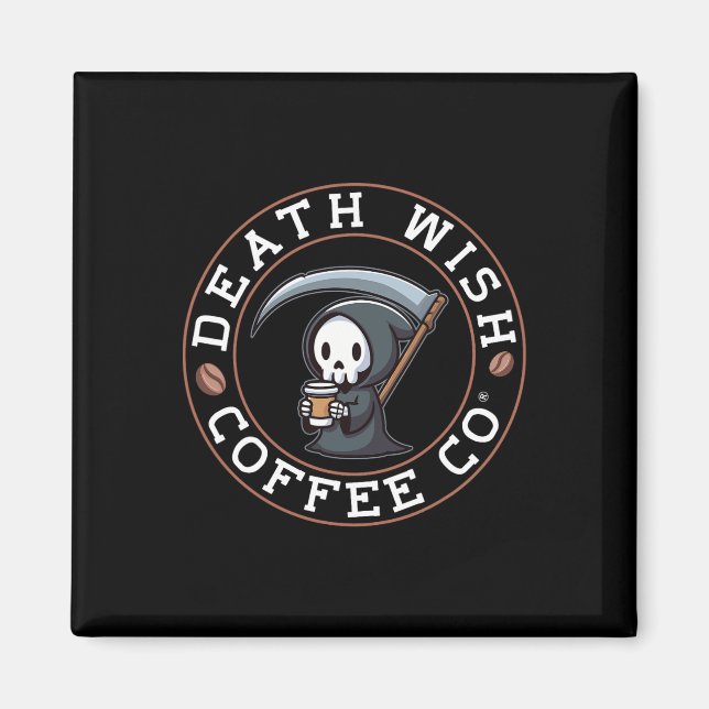 Íman Halloween Grim Reaper Bebendo Café Morte C (Frente)