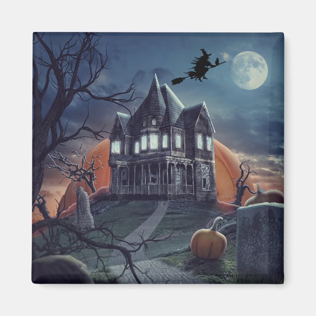 Íman Halloween Hauneen House Spooky Graveyard Fridge (Frente)