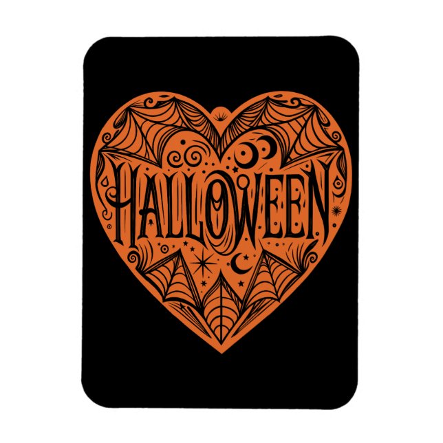 Íman Halloween Heart, Orange Heart Shape, Holiday (Vertical)