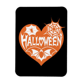Íman Halloween Heart, Orange Heart Shape, Spider Web