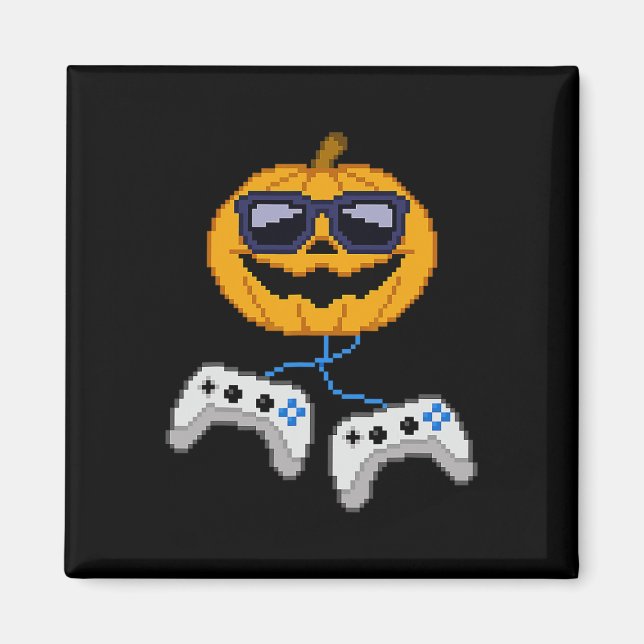 Íman Halloween Jack O Lanterna Pixelou Jogador Bo (Frente)
