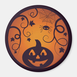 Íman Halloween Jack ou lanterna abóbora face e aranha