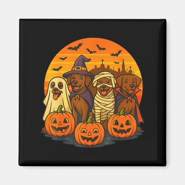Íman Halloween labrador marrom fantasma assustador choc (Frente)