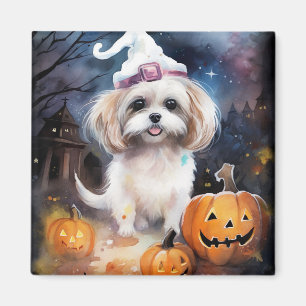 Íman Halloween Malti Tzu Com Pumpkins Assustado