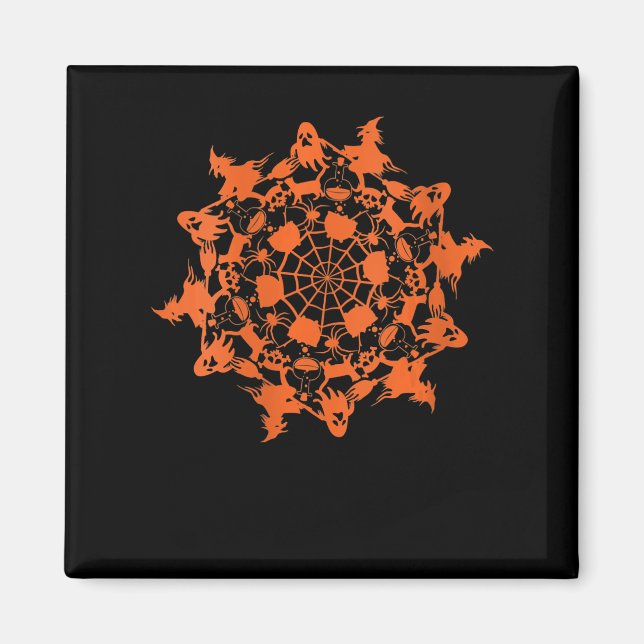 Íman Halloween Mandala Spider Witch Ghost Skull Gift (Frente)