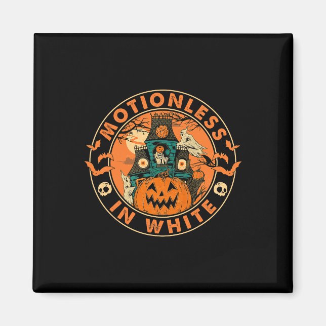 Íman Halloween Pumpkin Assustador Moções De Branco (Frente)