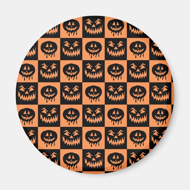Íman Halloween Pumpkin Face Ghost Spooky Patterno (Frente)