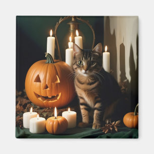 Íman Halloween Pumpkins Gato Bonito Mágico Festivo