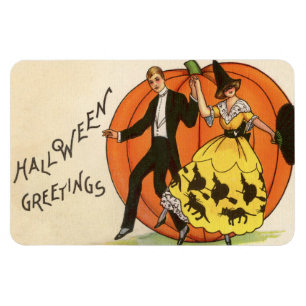 Íman Halloween Saudações Casal Dançante Pumpkin Vintage