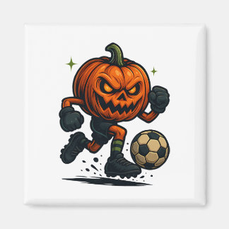 Íman Halloween Scary Pumpkin Showing Soccer Skills Spoo