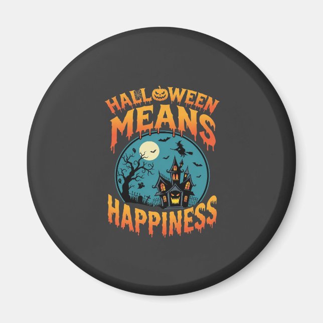 Íman Halloween Significa Felicidade Vetor de Casa Assom (Frente)