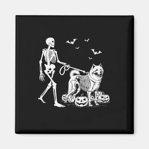 Íman Halloween Skeleton Andando Samoyed Dog
