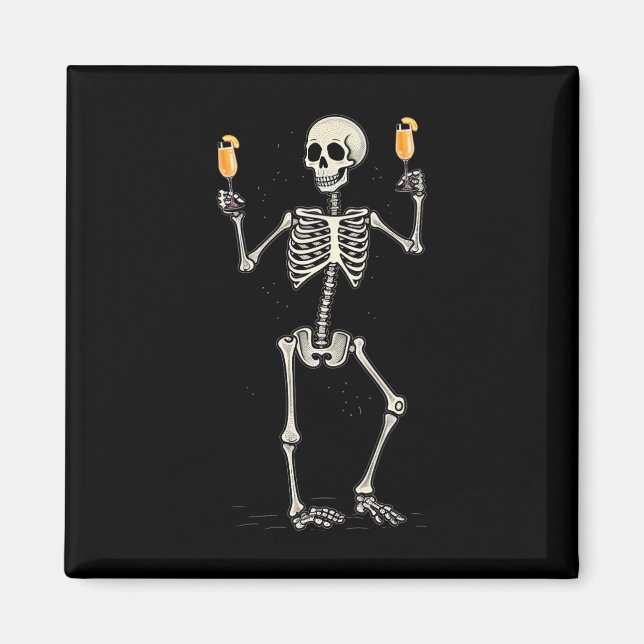 Íman Halloween Skeleton Bebendo Peach Bellini Tail (Frente)