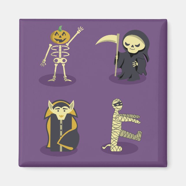 Íman Halloween Skeleton Dracula Mummy Grim Reaper (Frente)