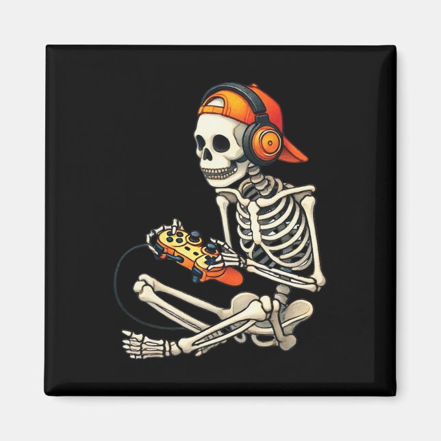 Íman Halloween Skeleton Gamer Video Gaming Boys Men Kid (Frente)