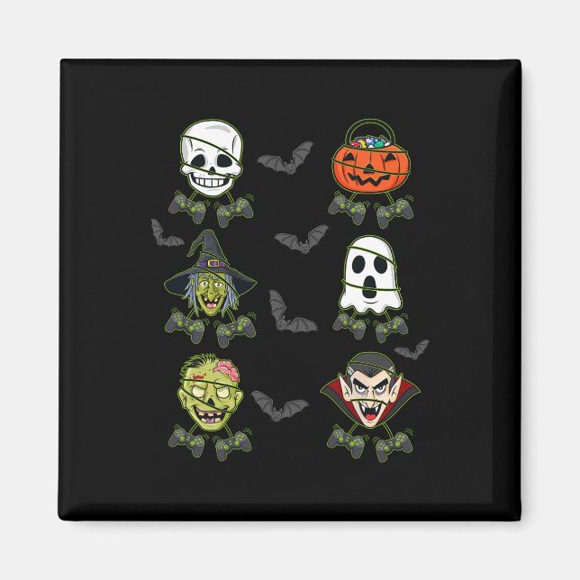 Íman Halloween Skeleton Gaming Bruxa Vampiro Zombie Boy (Frente)