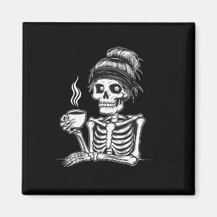 Íman Halloween Skeleton Messaging Bun Coffee Fumaça Eng