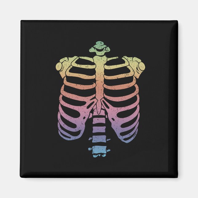 Íman Halloween Skeleton Rib Cage Zombie Costume Tee (Frente)