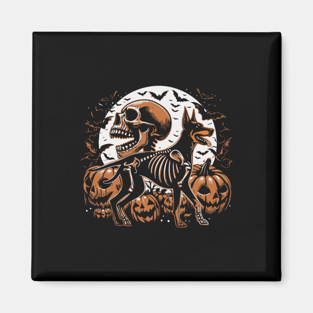 Íman Halloween Skeleton Walking Skeletal Doberman Dog (Frente)
