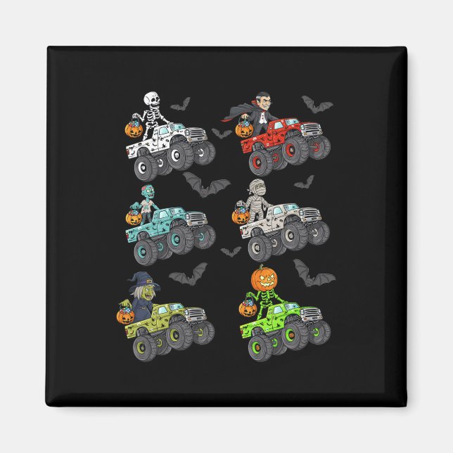 Íman Halloween Skeleton Zombie Andando Monster Truck Va (Frente)