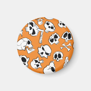 Íman Halloween Skulls Bones Doodle Patterno