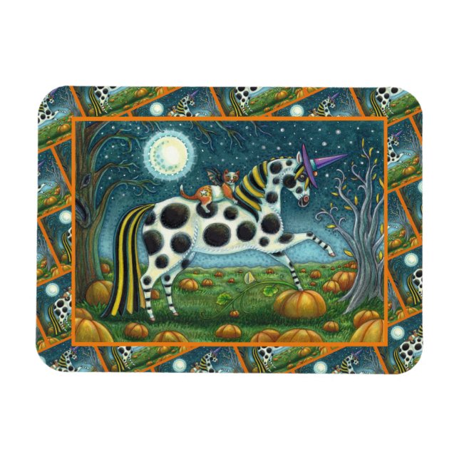 Íman HALLOWEEN SPONTTED PONY & BAT CAT Fantasy Horse (Horizontal)