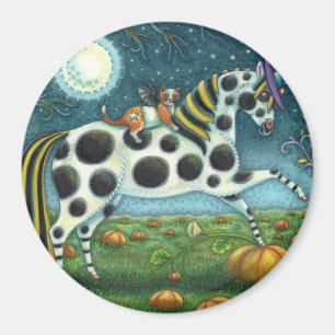 Íman HALLOWEEN SPONTTED PONY & BAT CAT Whimsical Horse