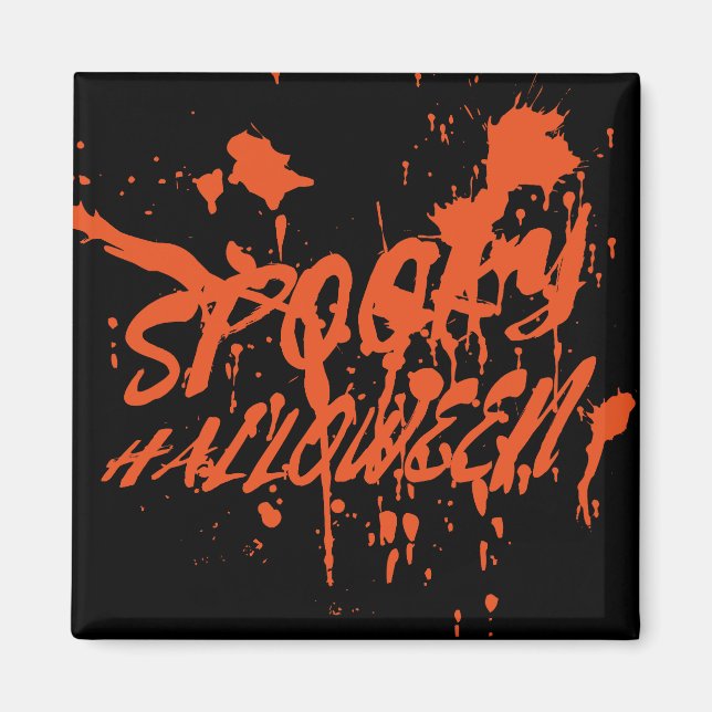 Íman Halloween Spooky Splash Retro Red Orange Horror (Frente)