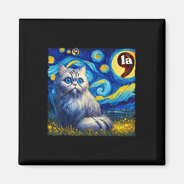 Íman Halloween Starry Night Black Cat Comma La Kamala H (Frente)