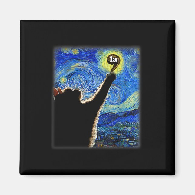 Íman Halloween Starry Night Cat Comma La Kamala Harris (Frente)