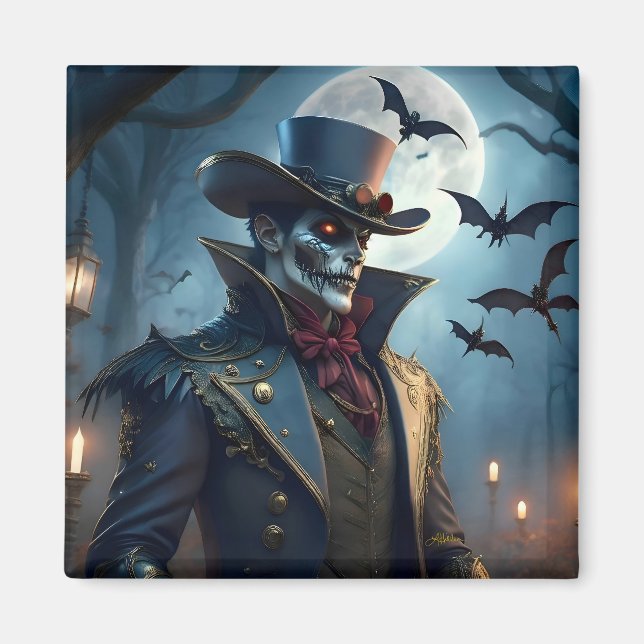 Íman Halloween Steampunk Southern Gothic Zumbi (Frente)