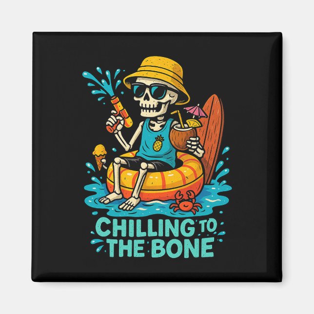 Íman Halloween Summer Chilting To Bone Skeleton Flo (Frente)