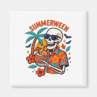Íman Halloween Summer Ween Skeleton Spooky Vacation Flo