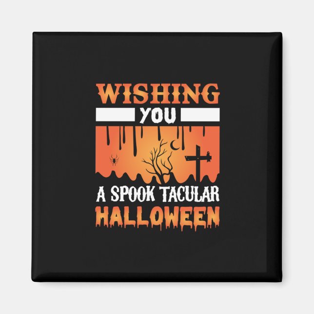 Íman Halloween Te Desejando Um Halloween Estranho (Frente)
