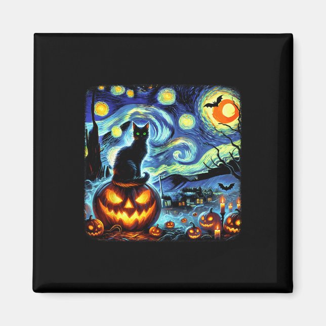Íman Halloween Van Gogh Starry Night Black (Frente)