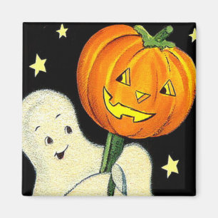 Íman Halloween Vintage Ghost and Pumpkin Magnet