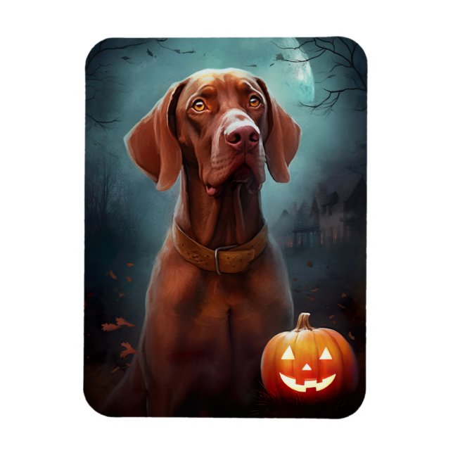 Íman Halloween Vizsla Com Pumpkins Assustado (Vertical)