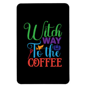Íman Halloween Witch Caminhando Para O Café