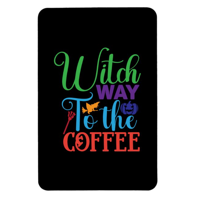 Íman Halloween Witch Caminhando Para O Café (Vertical)