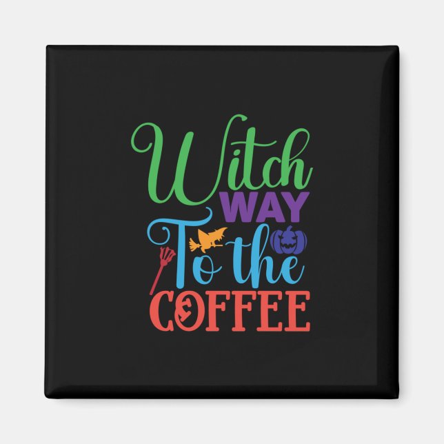 Íman Halloween Witch Caminhando Para O Café (Frente)