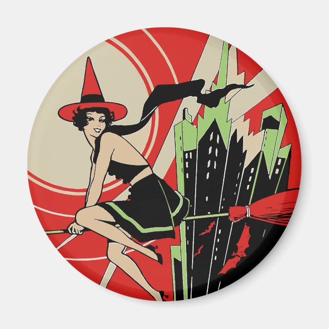 Íman Halloween Witch Flying (vintage) (Frente)