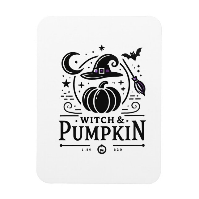 Íman Halloween Witch Hat e Pumpkin Design Magic Art (Vertical)
