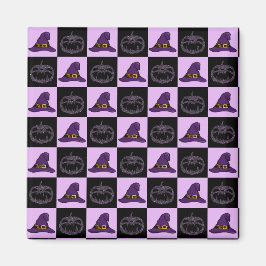 Íman Halloween Witch Hat Pumpkin Face Patterno Assustad