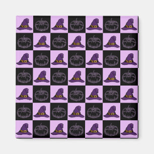 Íman Halloween Witch Hat Pumpkin Face Patterno Assustad