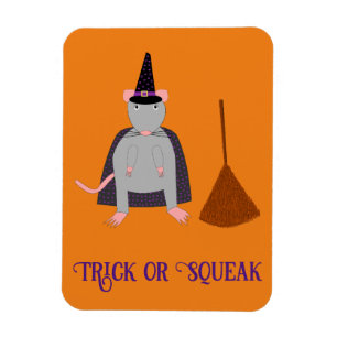 Íman Halloween Witold Rat e Broom Personalizados
